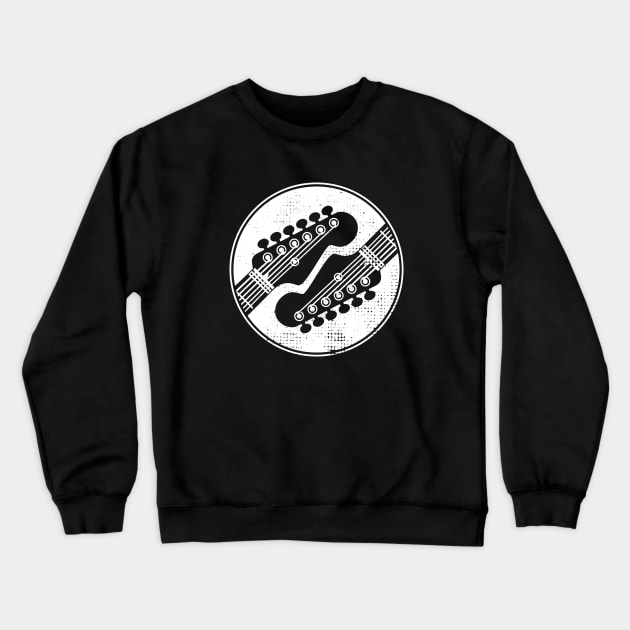 Electric Guitar Headstock Circle Dark Theme Crewneck Sweatshirt by nightsworthy